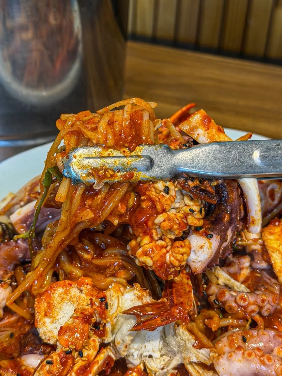 Seafood trimmed by staff for the stew