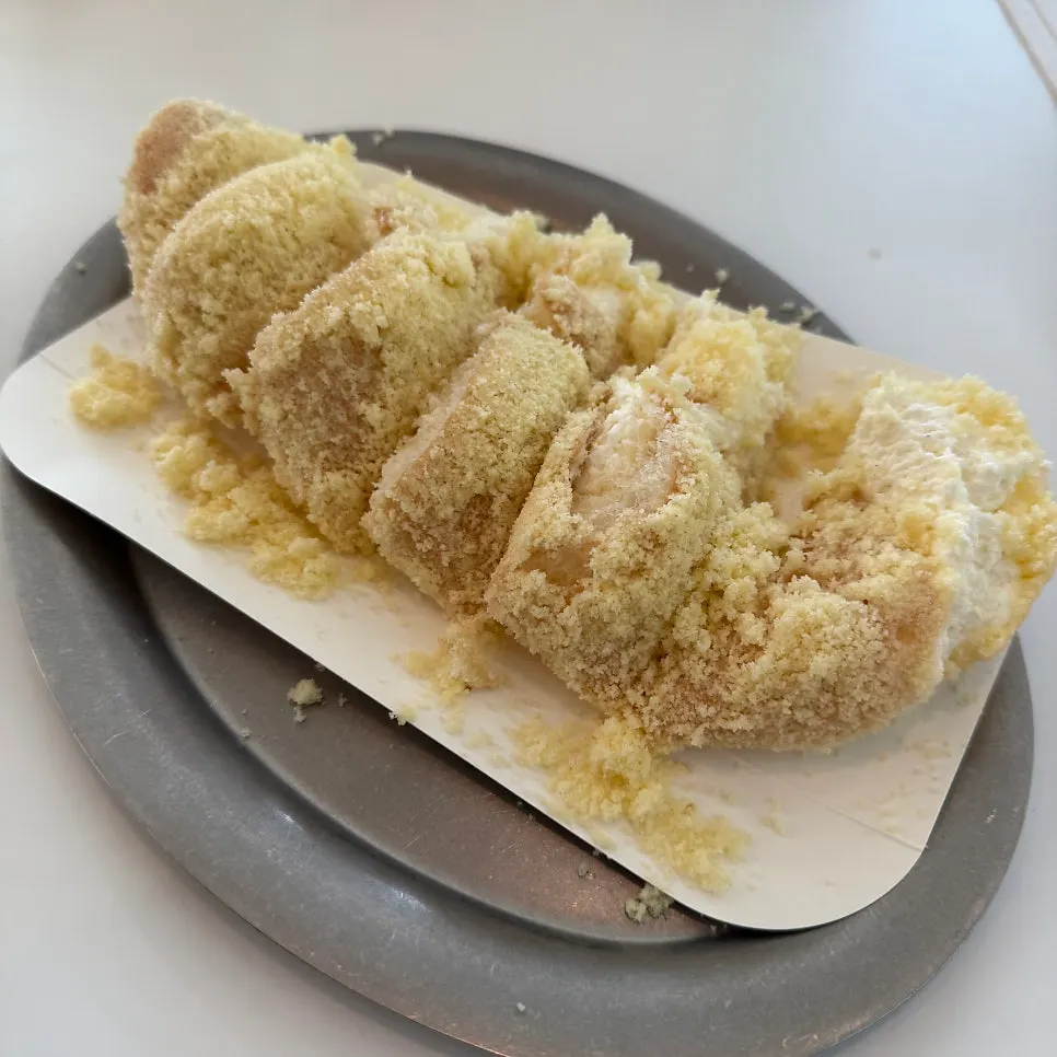 Cream bread dusted with castella crumbs