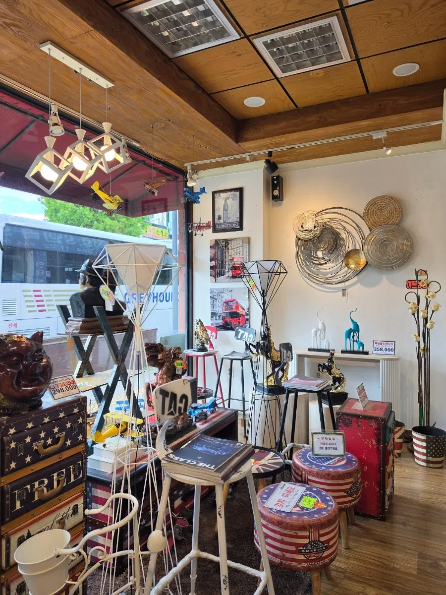 Interior décor pieces displayed in the shop