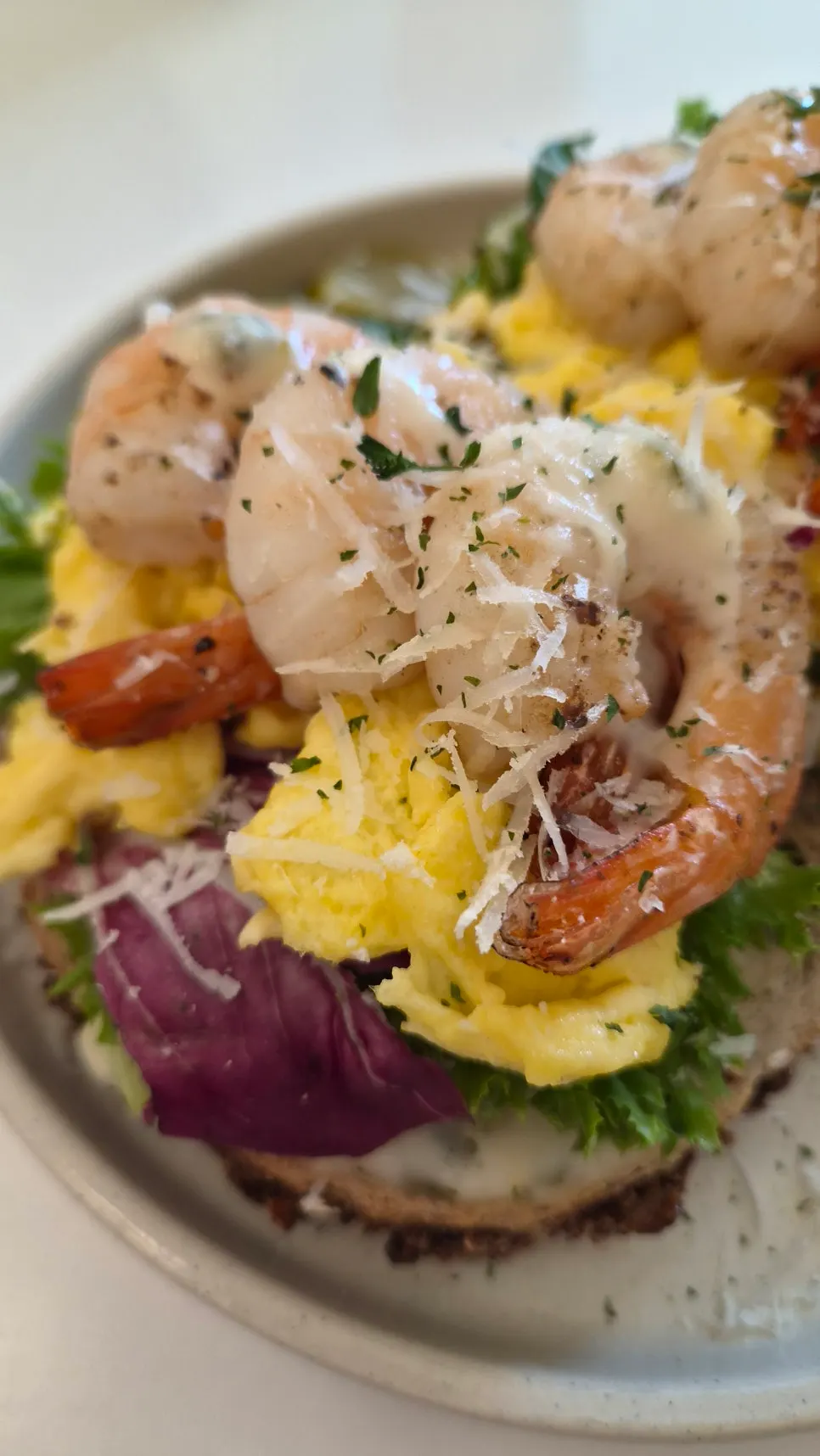 Shrimp open sandwich