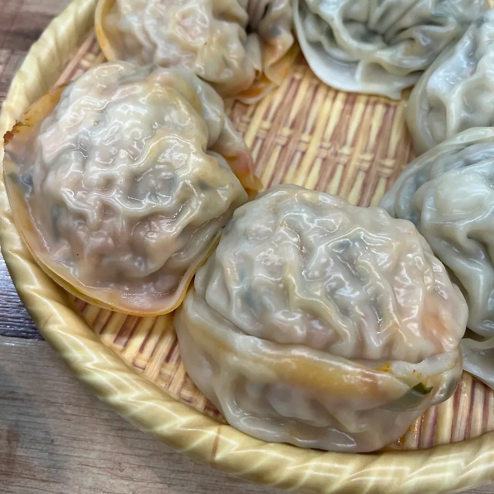 Large freshly steamed handmade dumplings