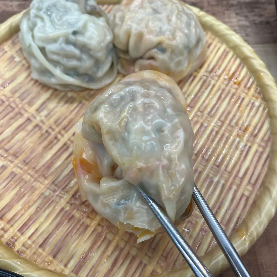 Large freshly steamed handmade dumplings