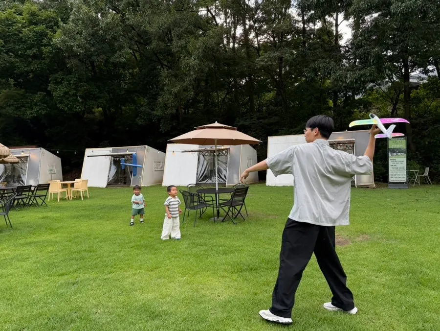 Outdoor play area on the lawn