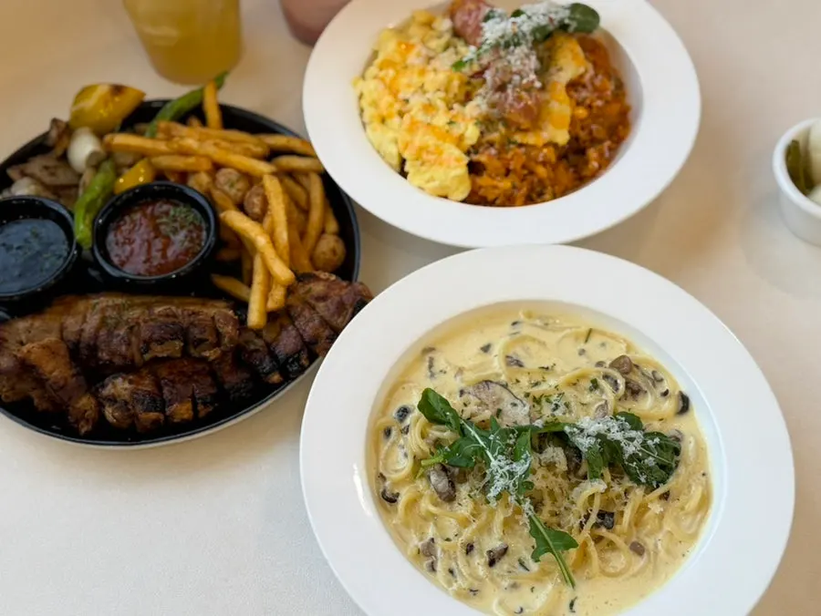 Three brunch meal dishes