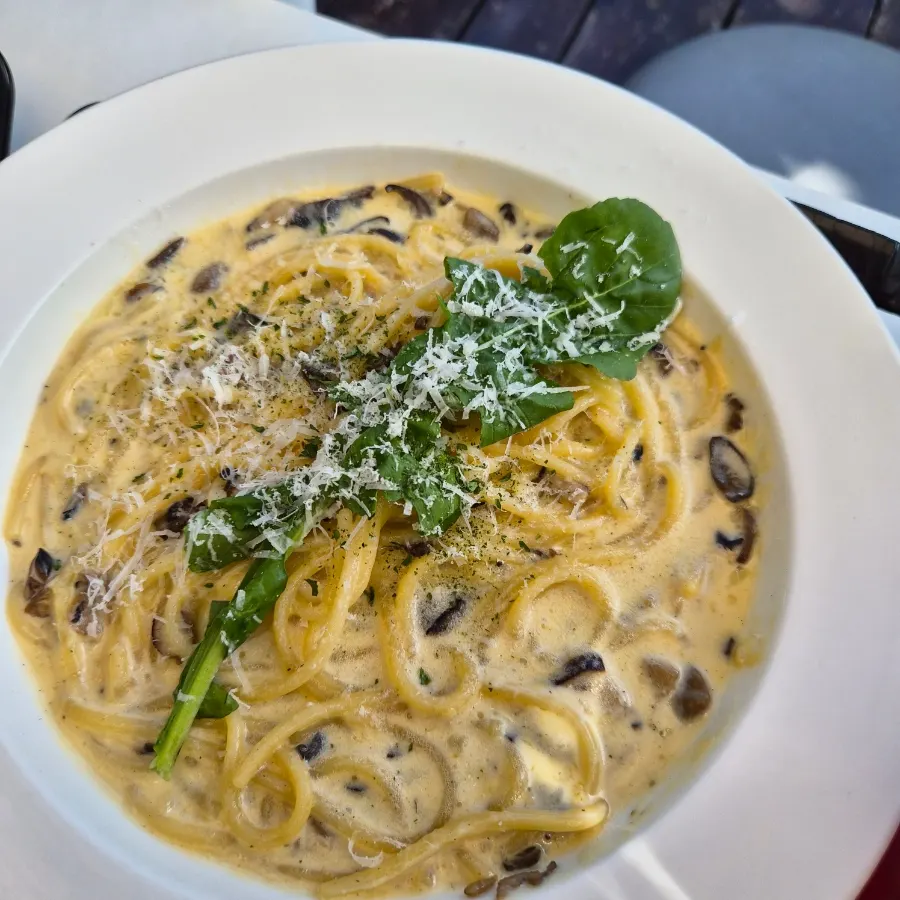 Truffle cream pasta at Pino Cafe