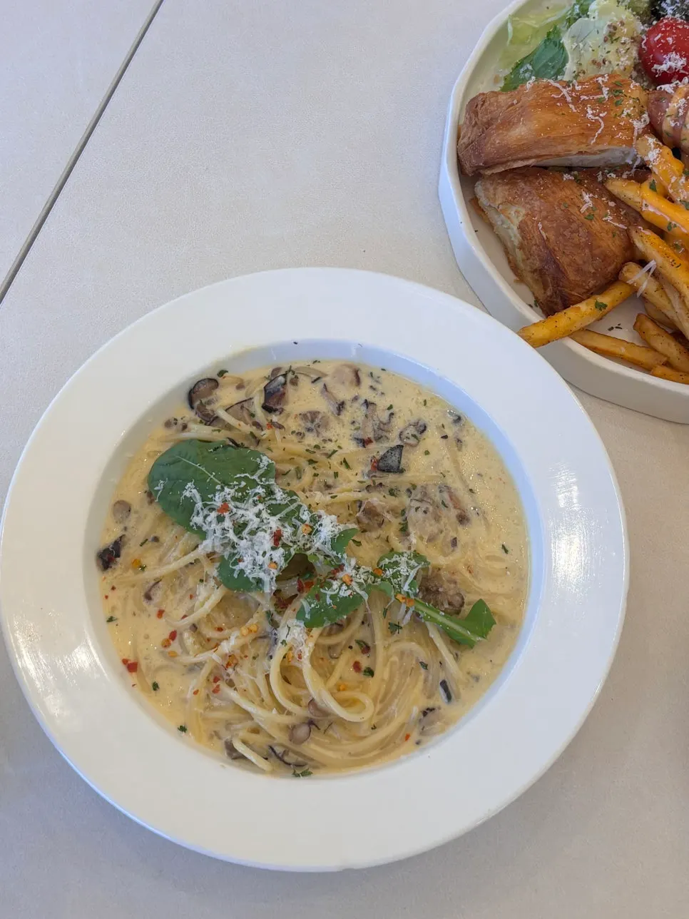 Truffle cream pasta and brunch