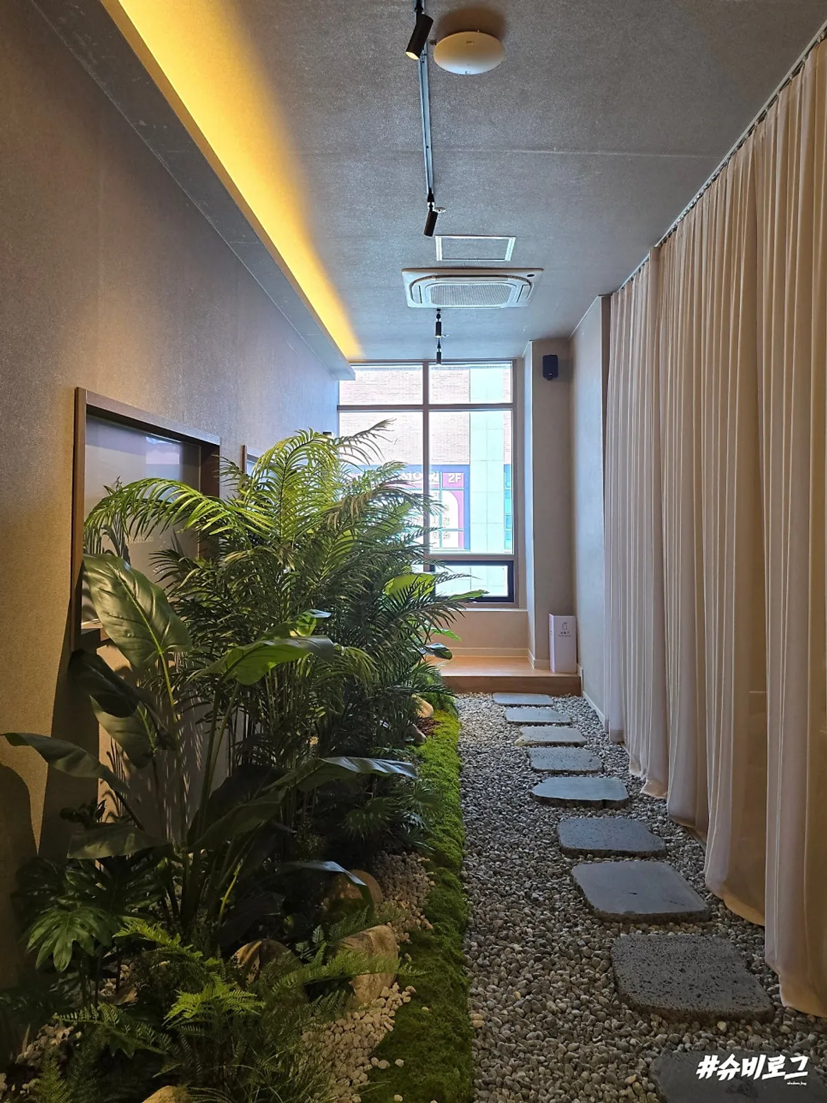 Warm and cozy sauna waiting area