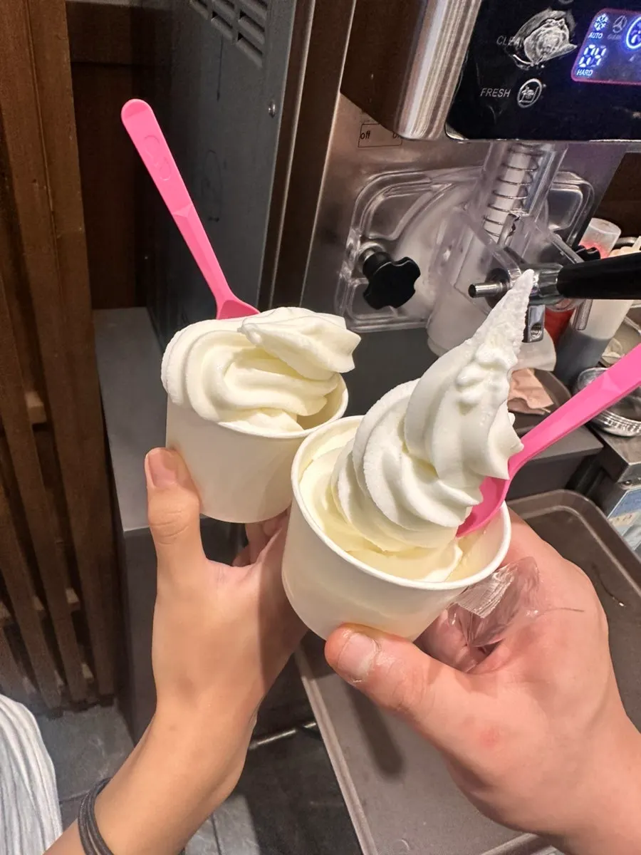 Soft-serve ice cream eaten for dessert