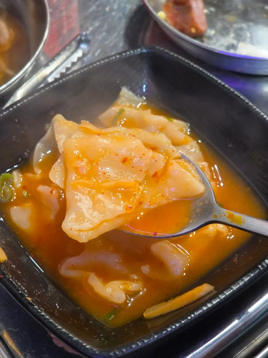 Hot kimchi sujebi ordered as a palate cleanser