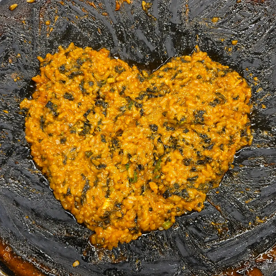 Self-serve fried rice shaped into a heart