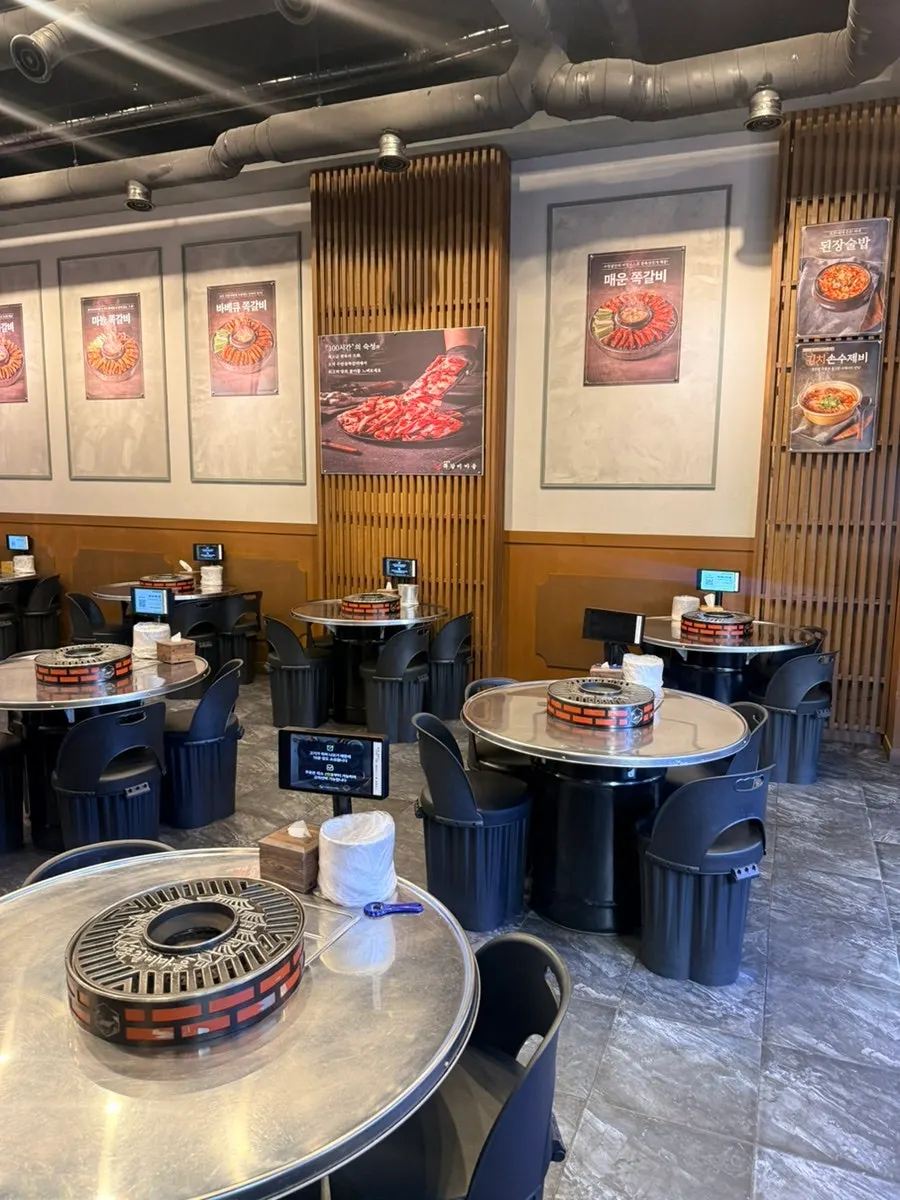 Terrace seating in front of the jjokgalbi restaurant