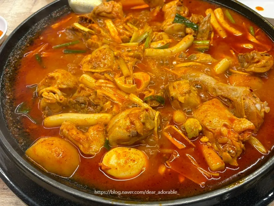 Reduced chicken stew broth with chicken pieces