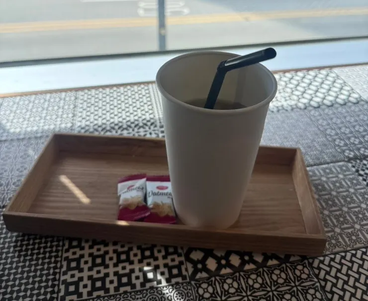 Iced tea enjoyed with a wide window view