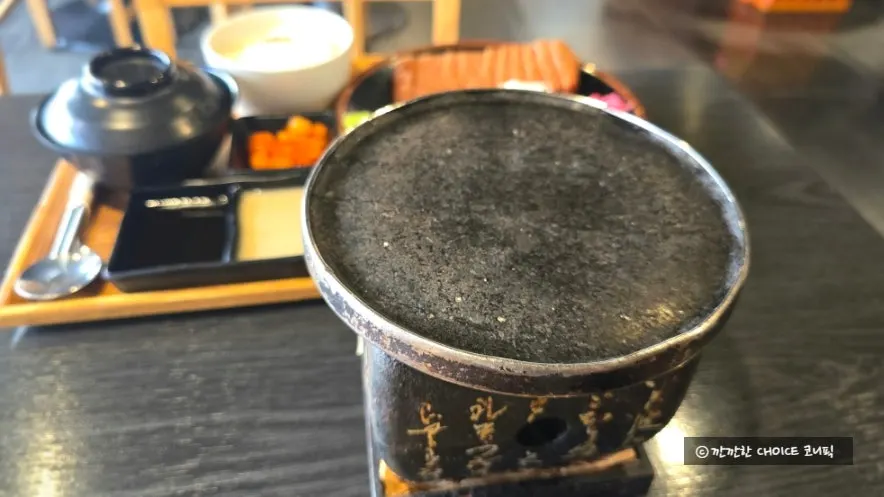 미니화로에 올린 규카츠