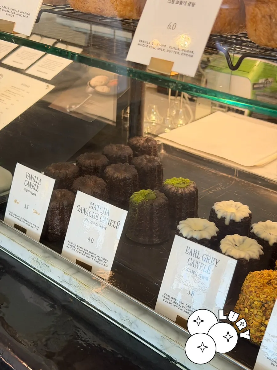 Baked treats displayed in the showcase