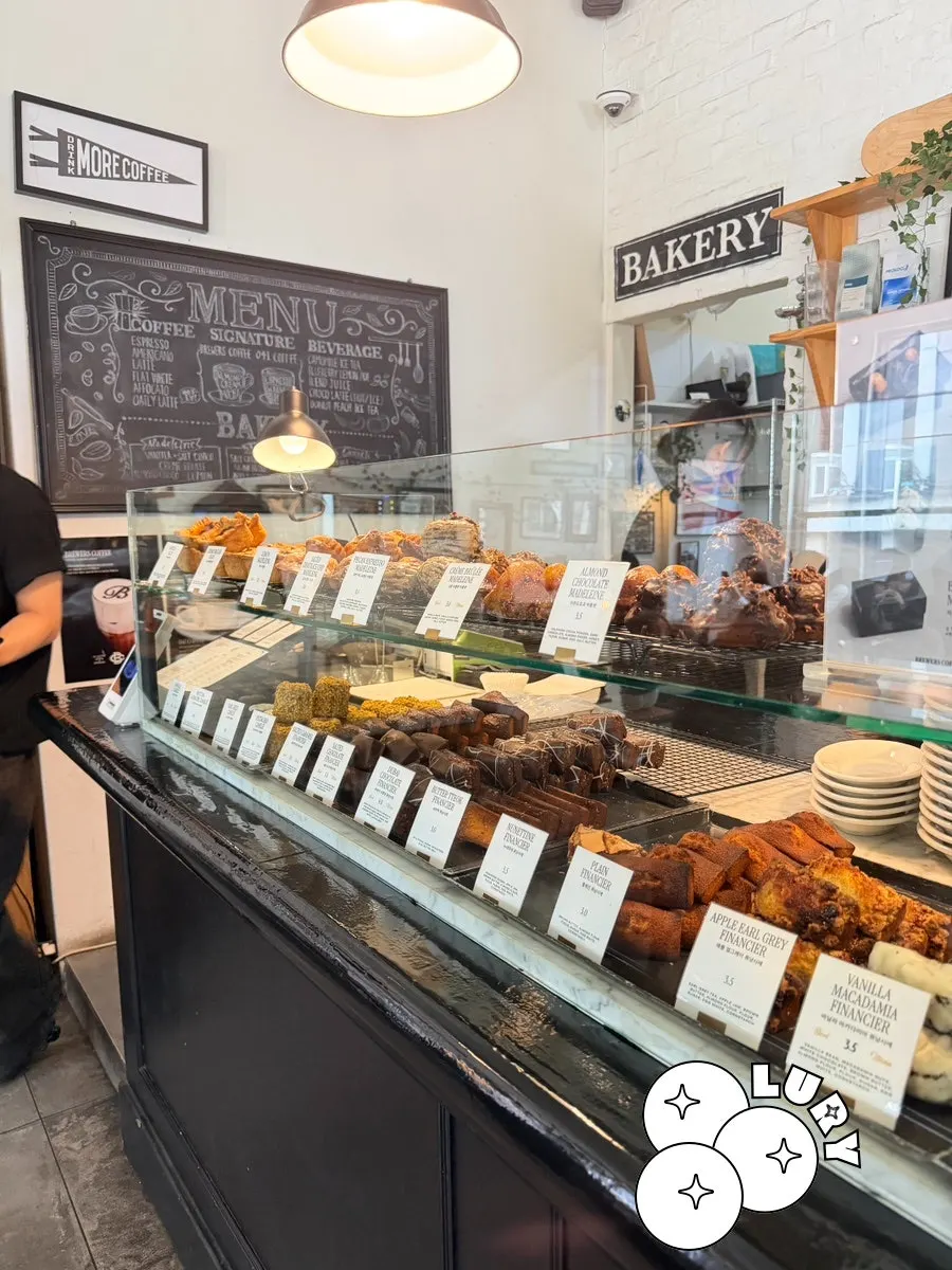Baked treats lined up at Brewers Coffee