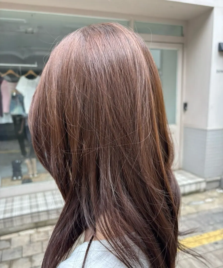 자연광에서 본 카라멜브라운 헤어 컬러