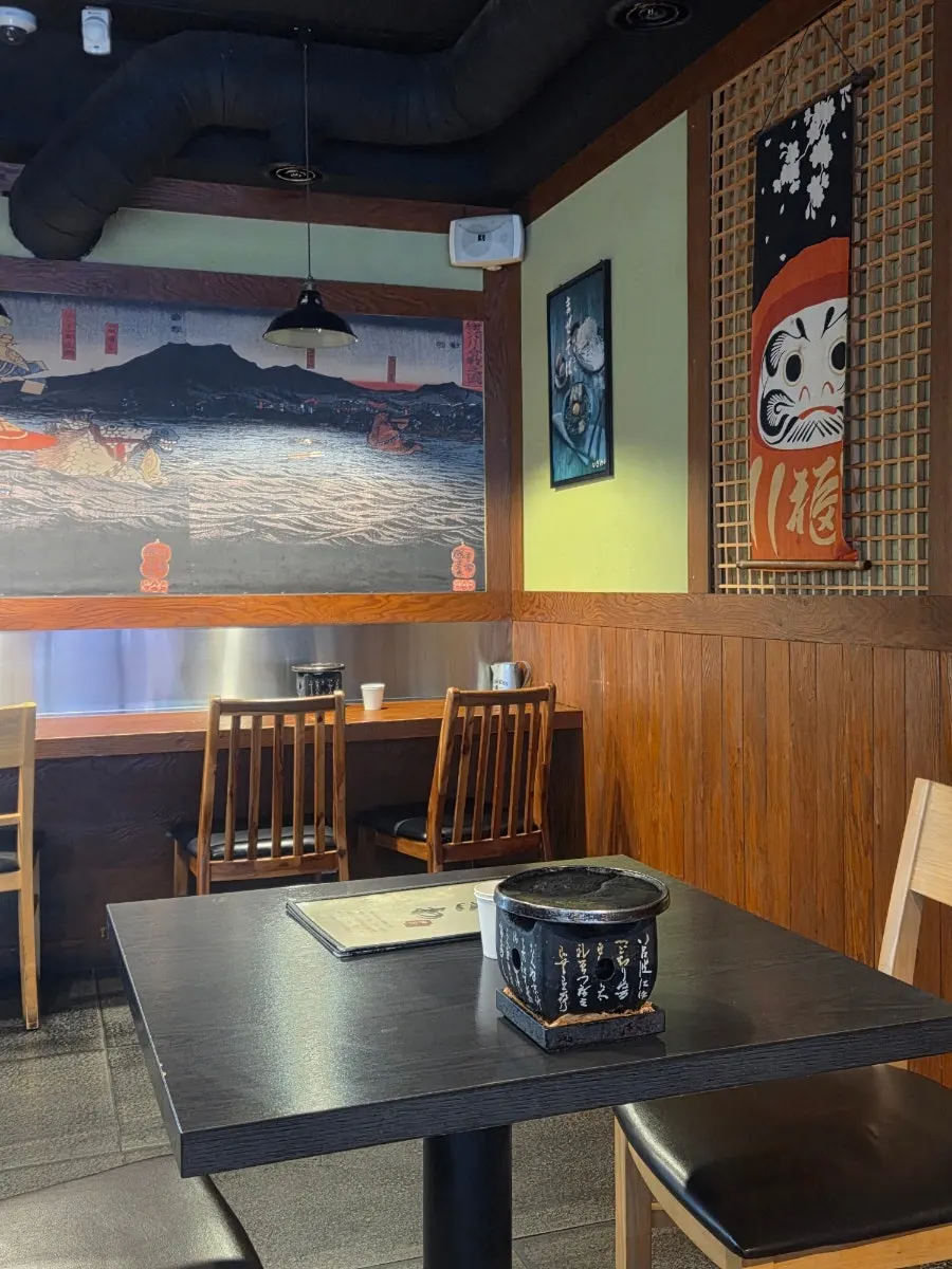 Restaurant interior with wood-toned decor