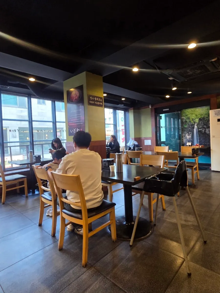 Restaurant seating and information signage