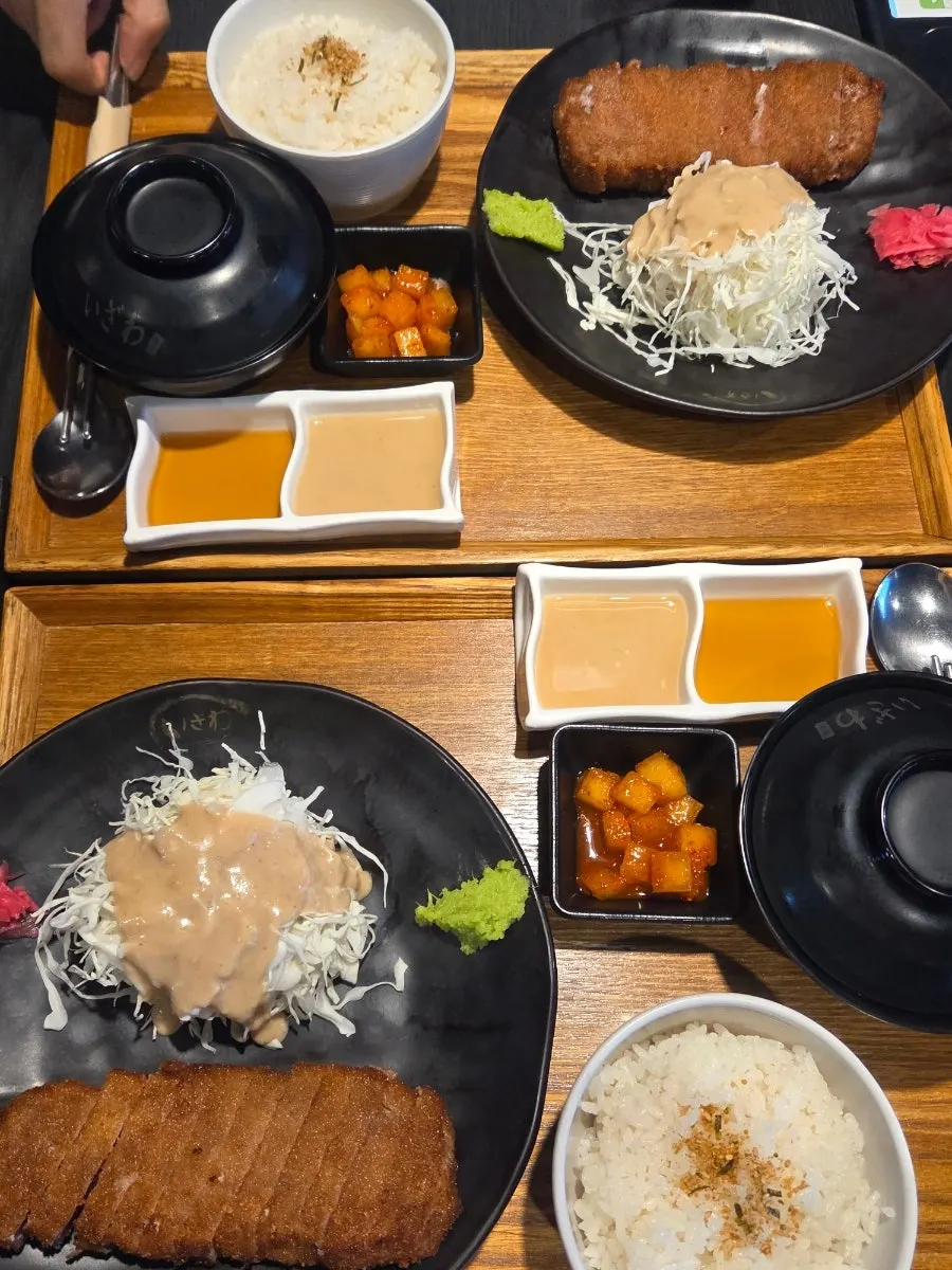 Two ordered gyukatsu set trays