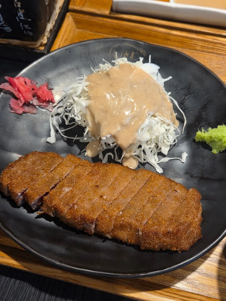 Gyukatsu set served on a single-serving tray