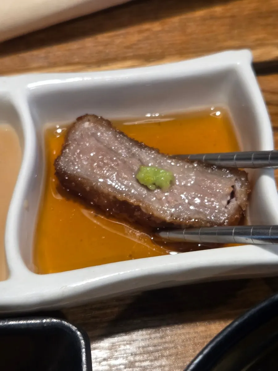 Grill plate piled high with gyukatsu