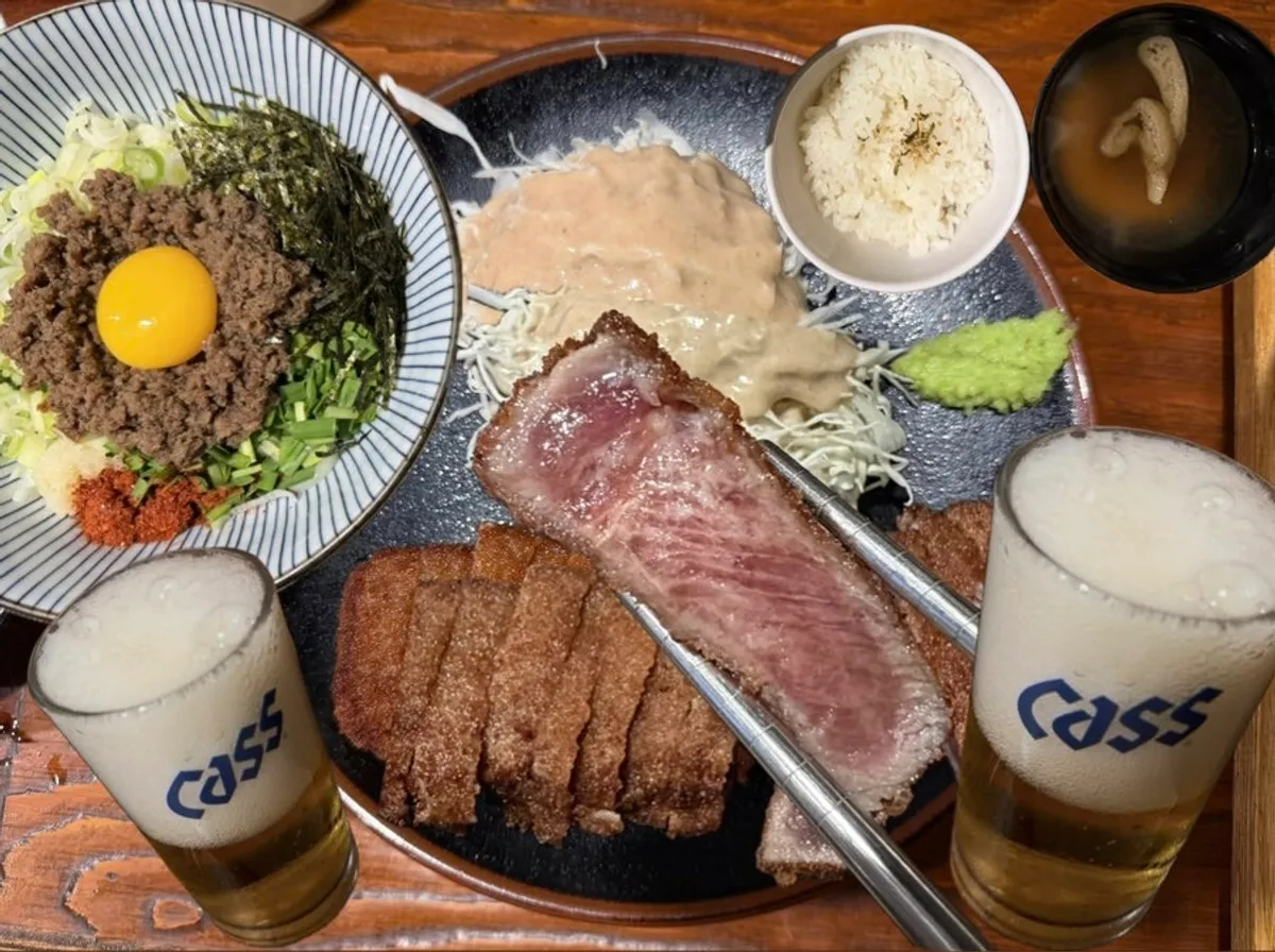 천안 신부동 이자와 규카츠 상차림