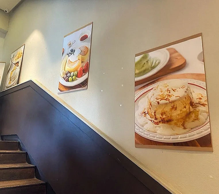 Stairway passage leading to the café entrance