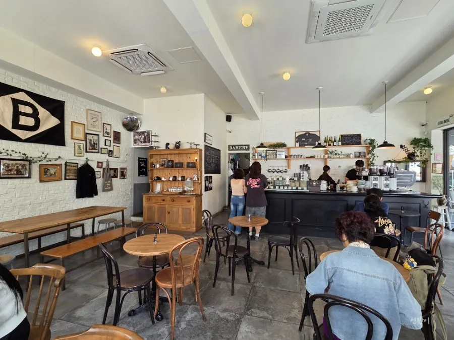 Interior of Brewers Coffee decorated with vintage pieces