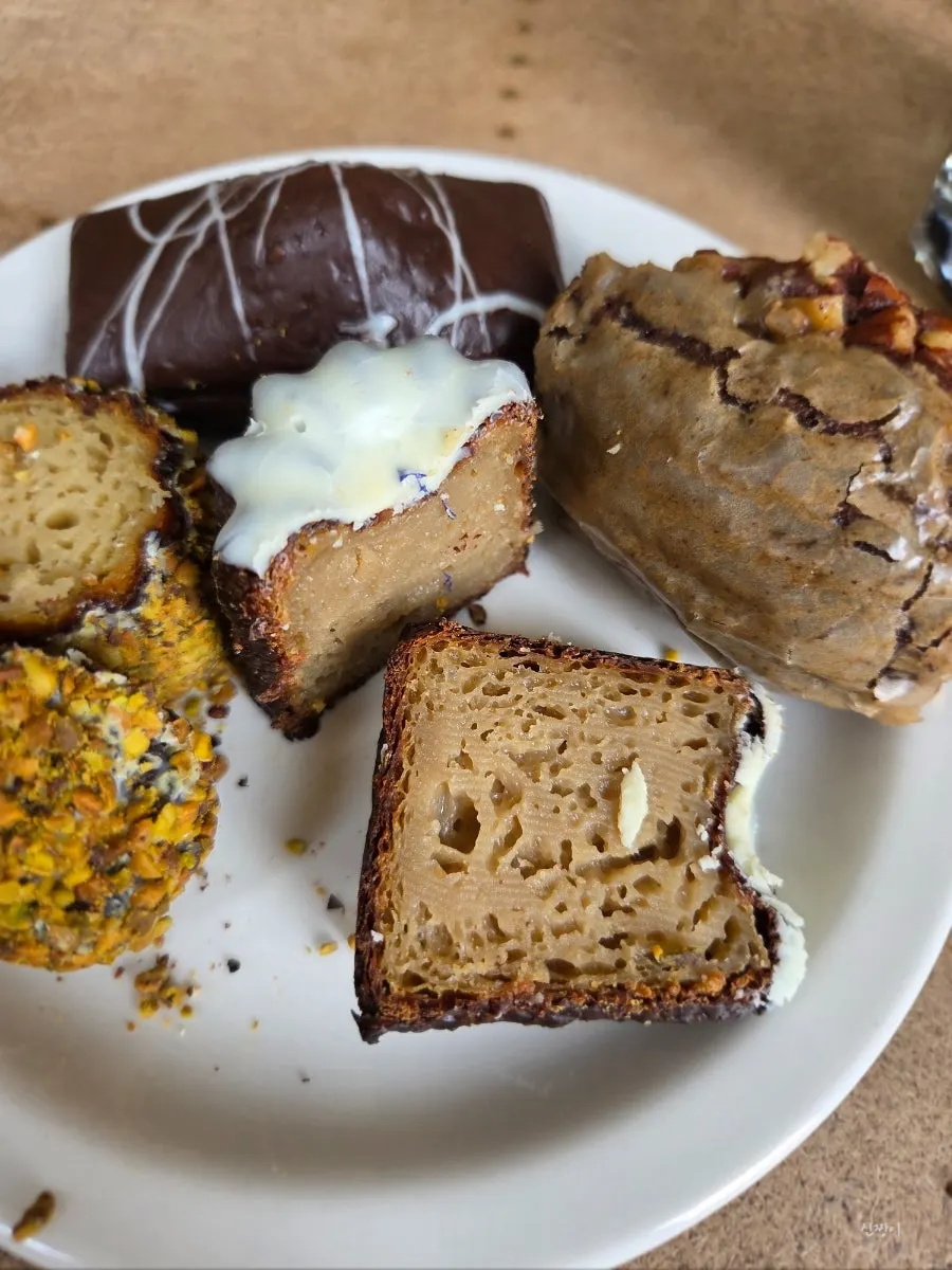 Chewy cross-section of the Earl Grey canelé