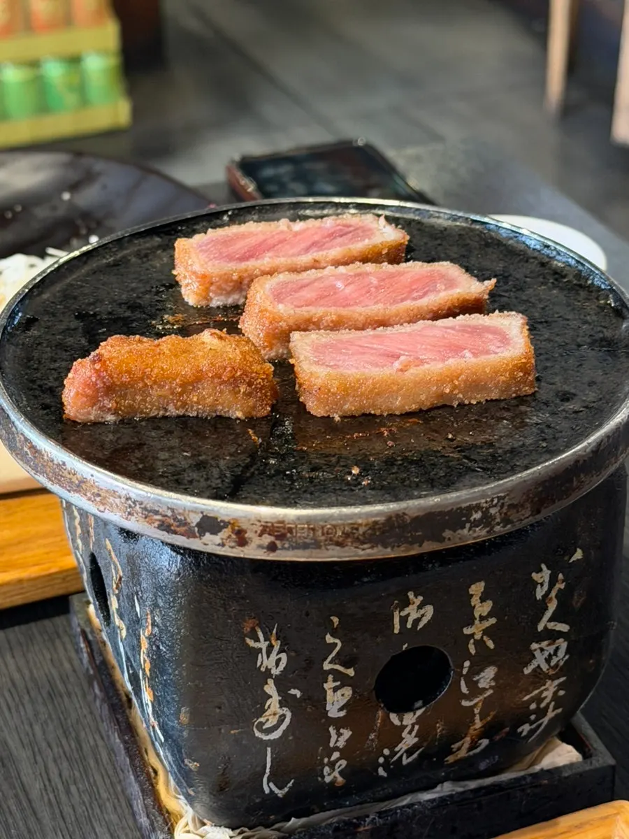 미니화로에 올린 규카츠