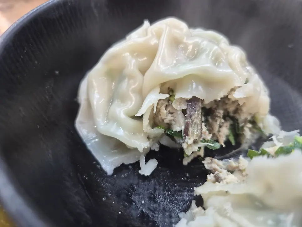Kimchi dumpling with a crisp filling