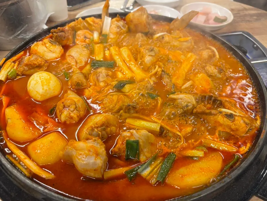국물이 끓는 닭도리탕 클로즈업