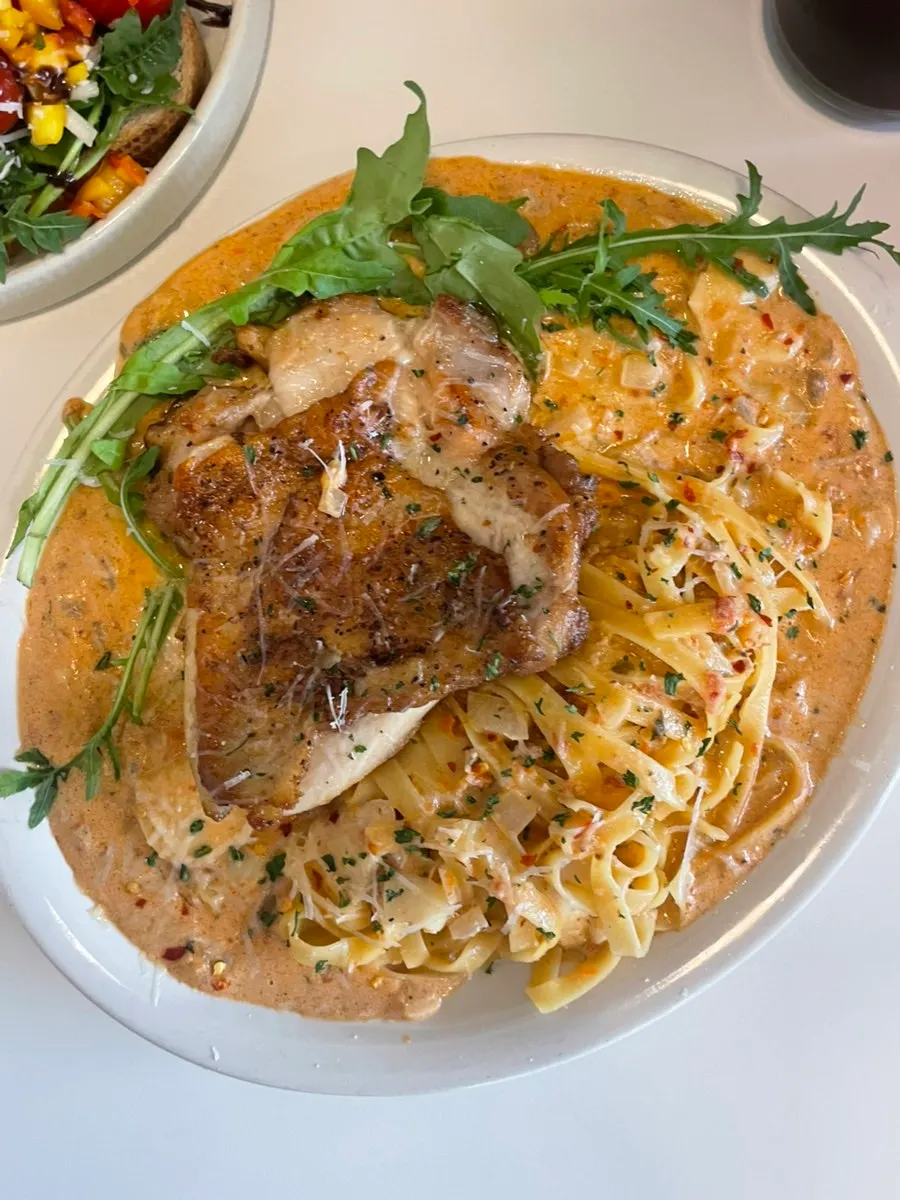 Chicken steak rosé risotto