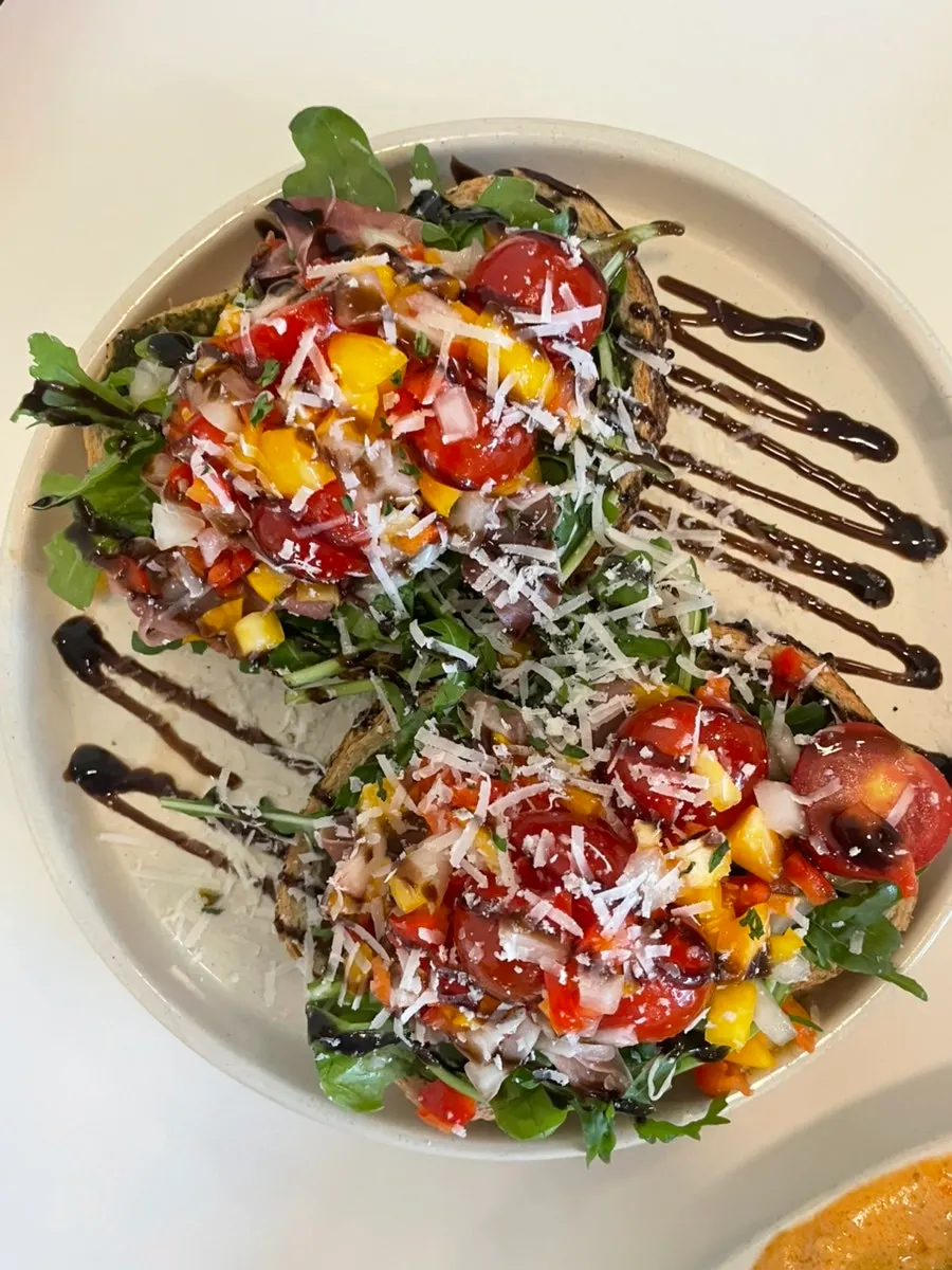 Prosciutto open sandwich brunch dish