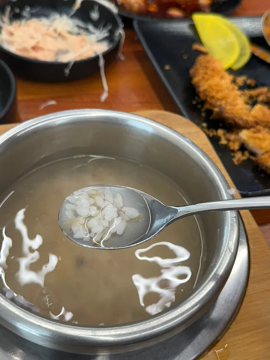 Warm scorched rice tea brewed from the hot pot rice