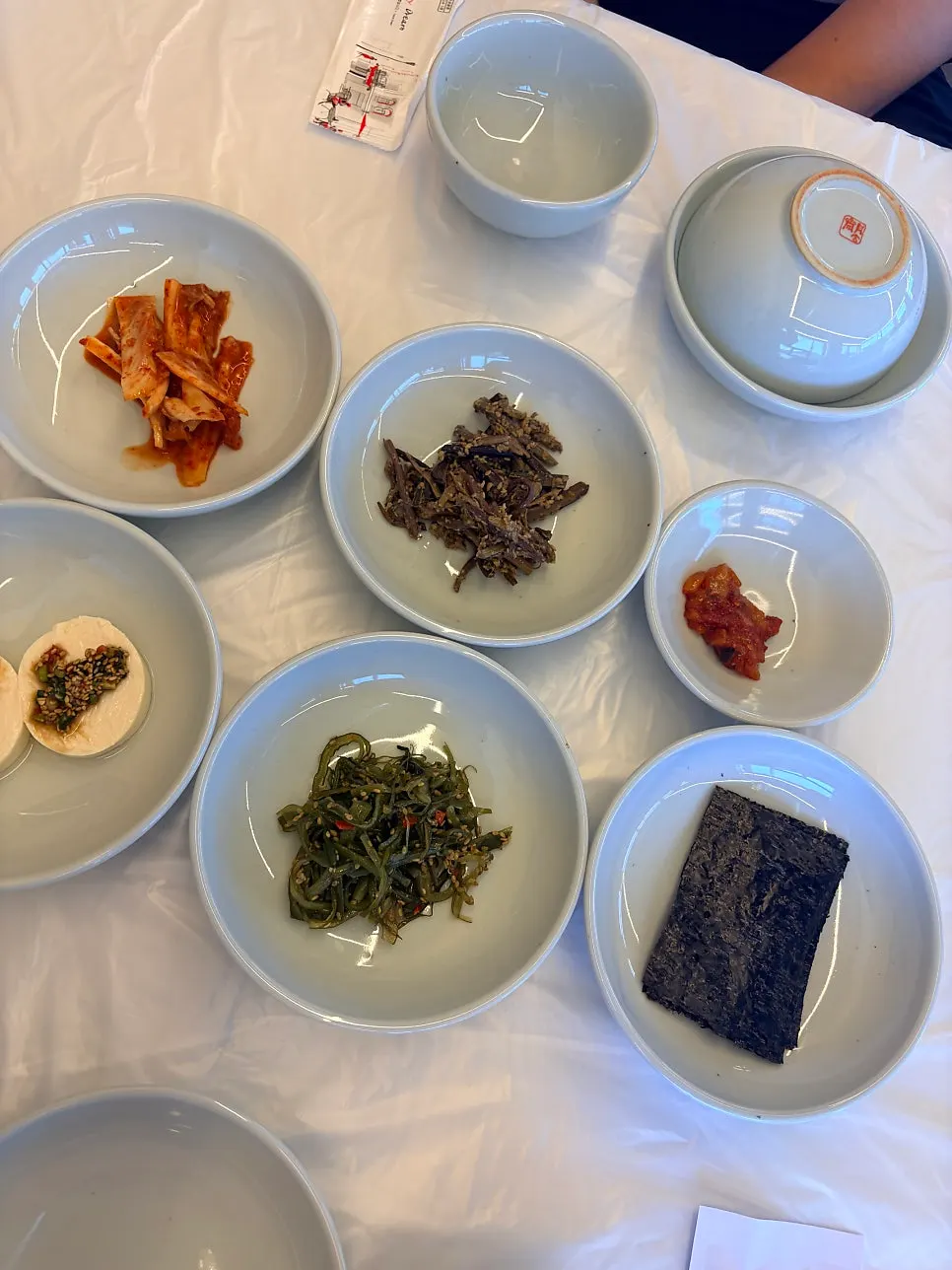 Side dish spread including soft tofu and seaweed stems
