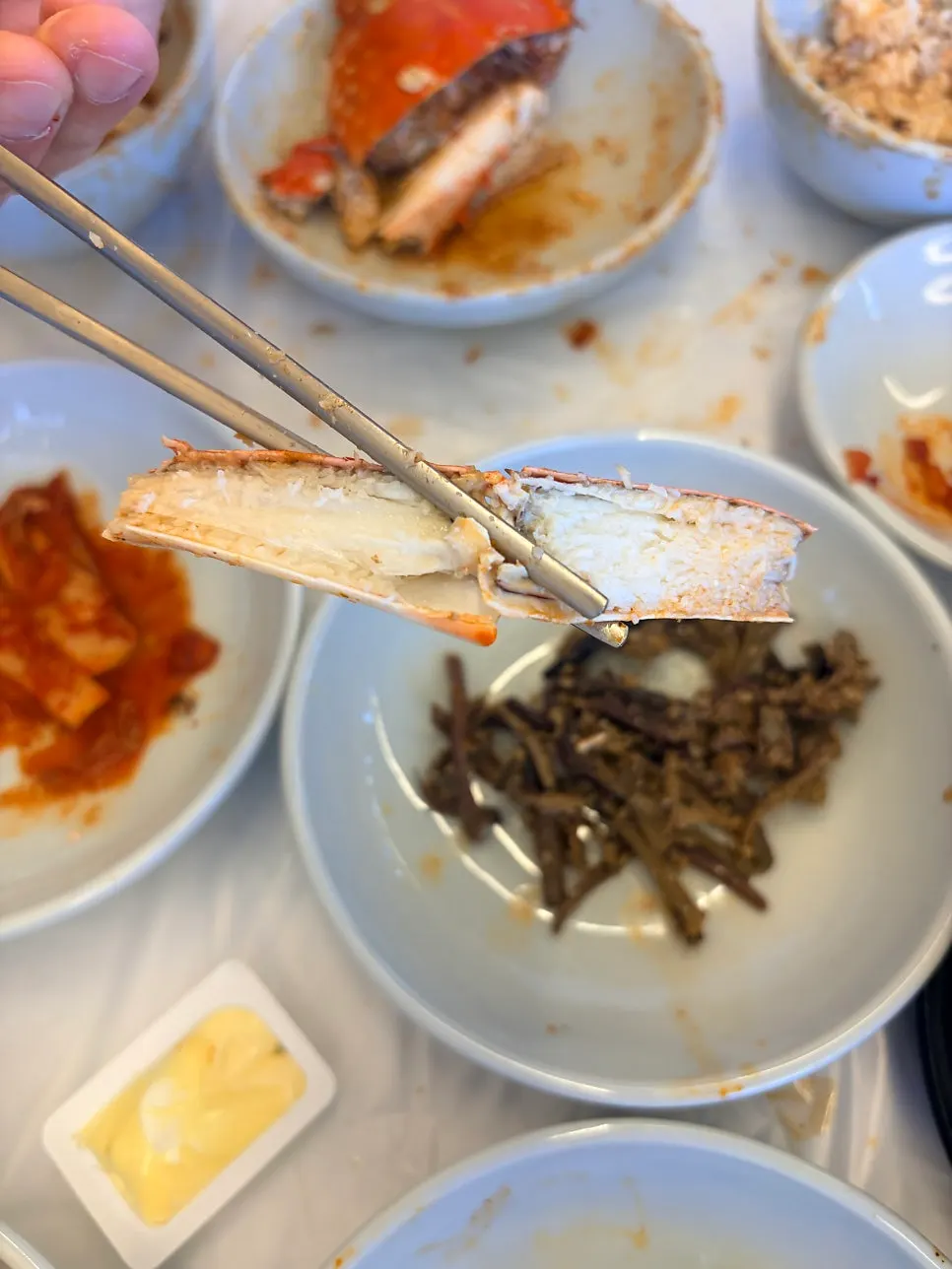 Rice mixed with crab meat and broth