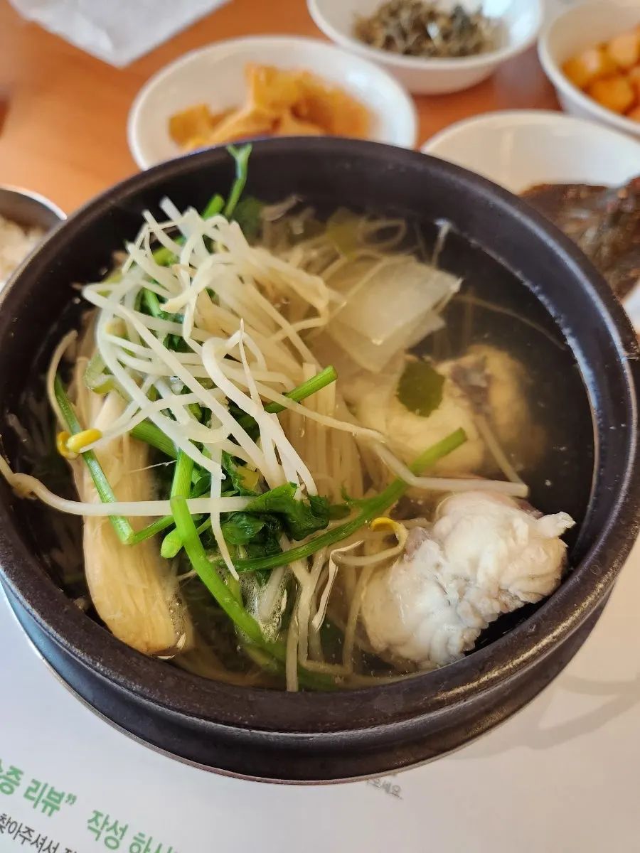 Pufferfish soup with big chunks of milbok meat inside