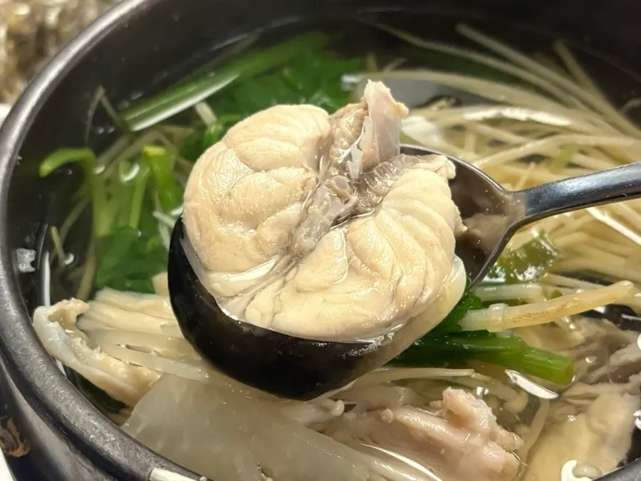 숟가락에 올린 쫄깃한 밀복 살