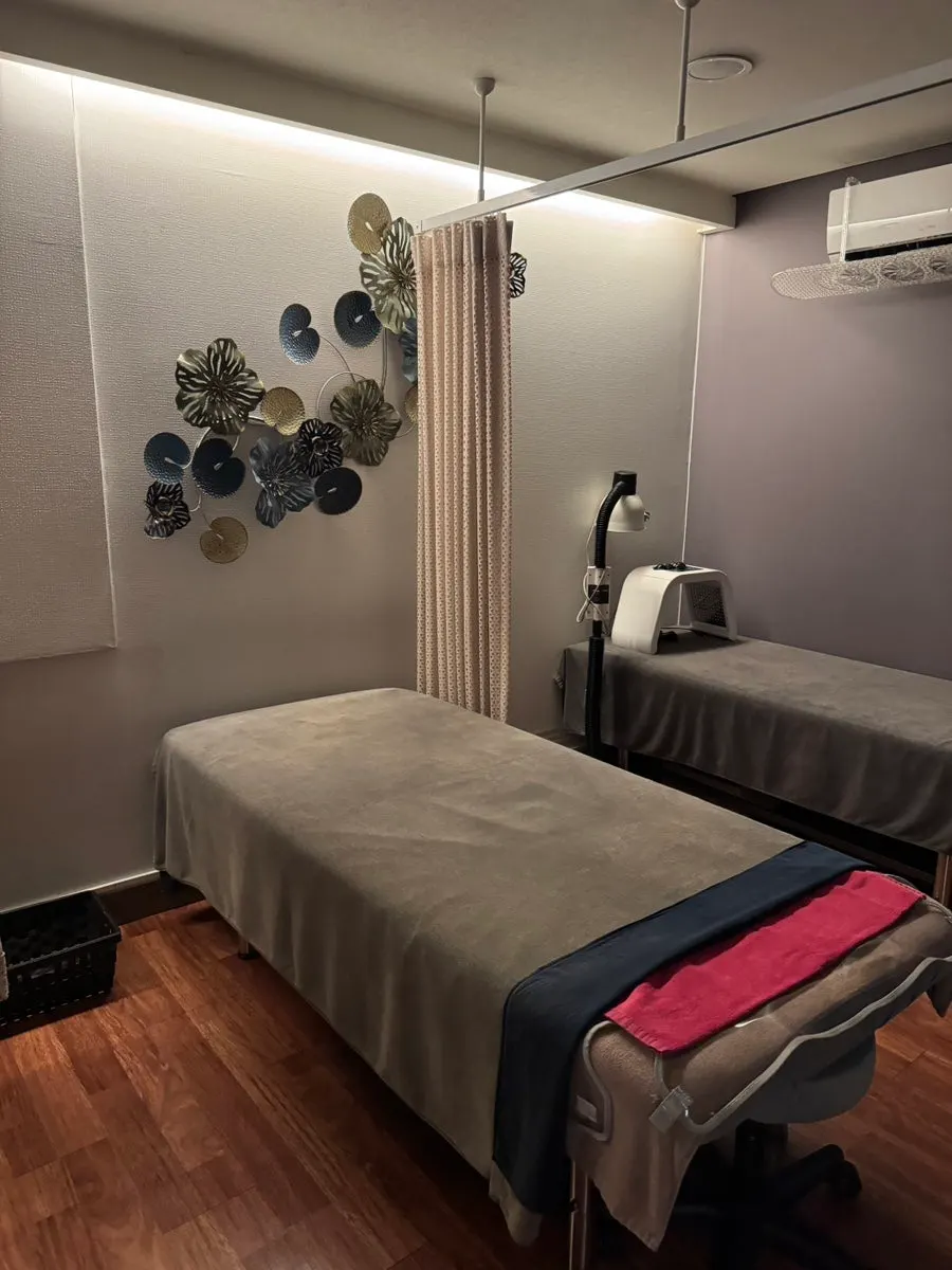 Private treatment room with treatment bed