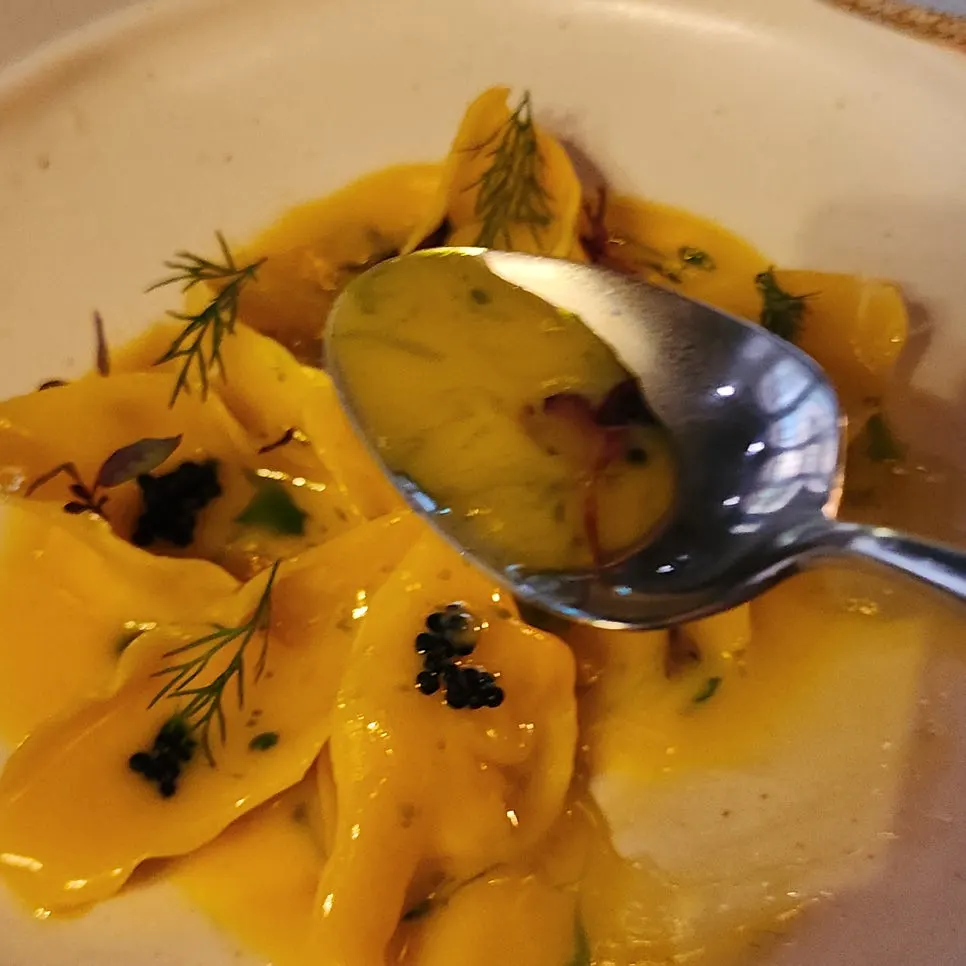 Cod ravioli with beurre blanc