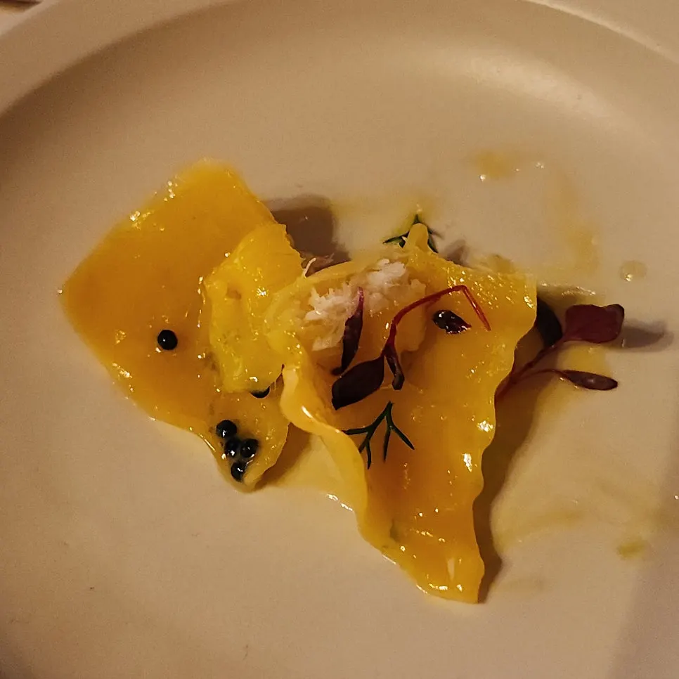 Fresh ravioli filled with cod