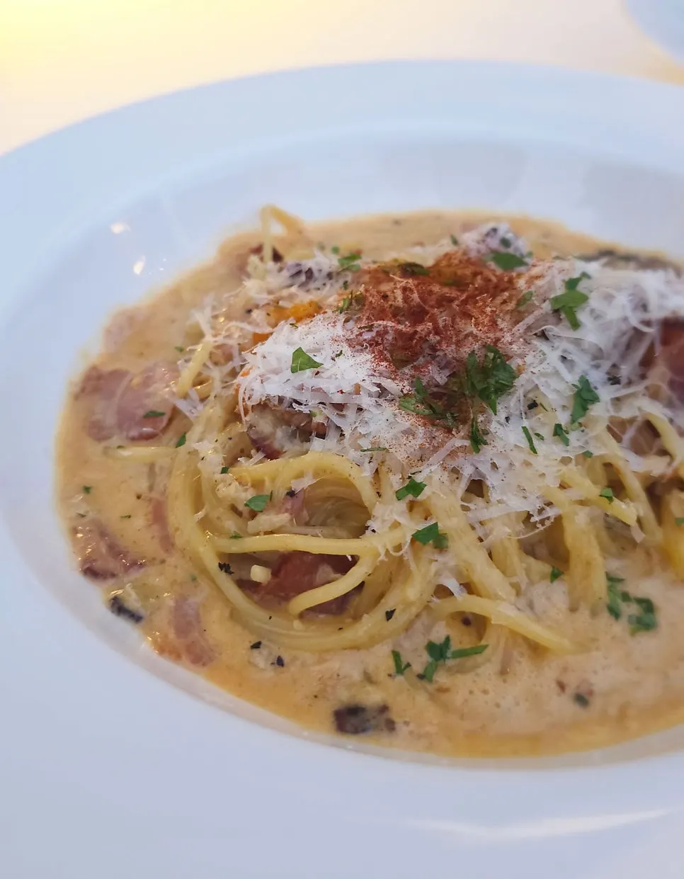 Carbonara with thick cream sauce