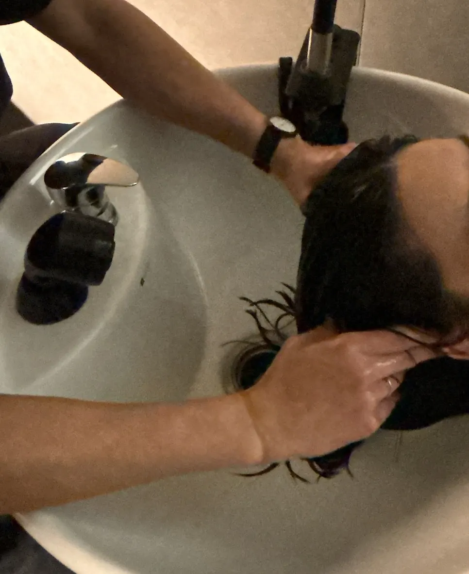 Final shampoo with hair pack and scalp massage