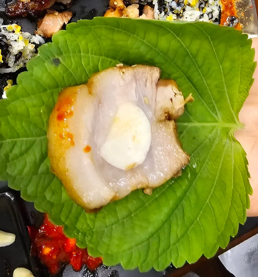 Warm jokbal with a smoky char from the torch