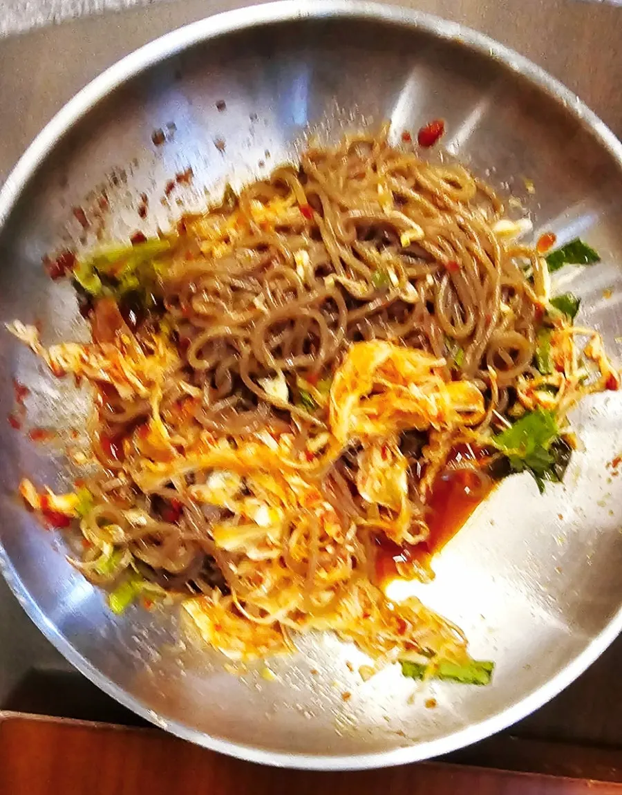 Free makguksu noodles served on the side