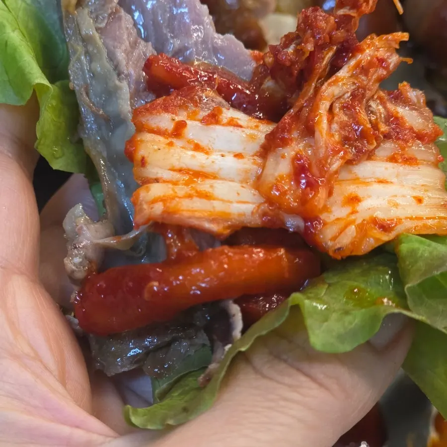 A plate of crisp cabbage kimchi