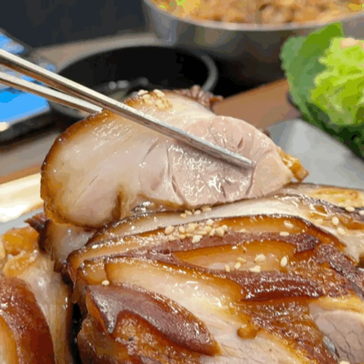 Jokbal spread served with lettuce wraps