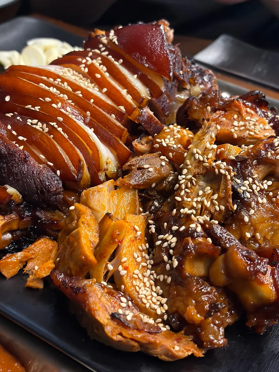 Plate of freshly boiled warm jokbal